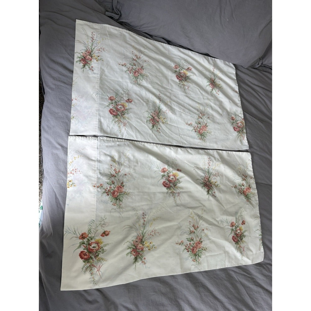 Vintage Sears Roebuck Orange‎ Poppies 2 Queen Pillowcases